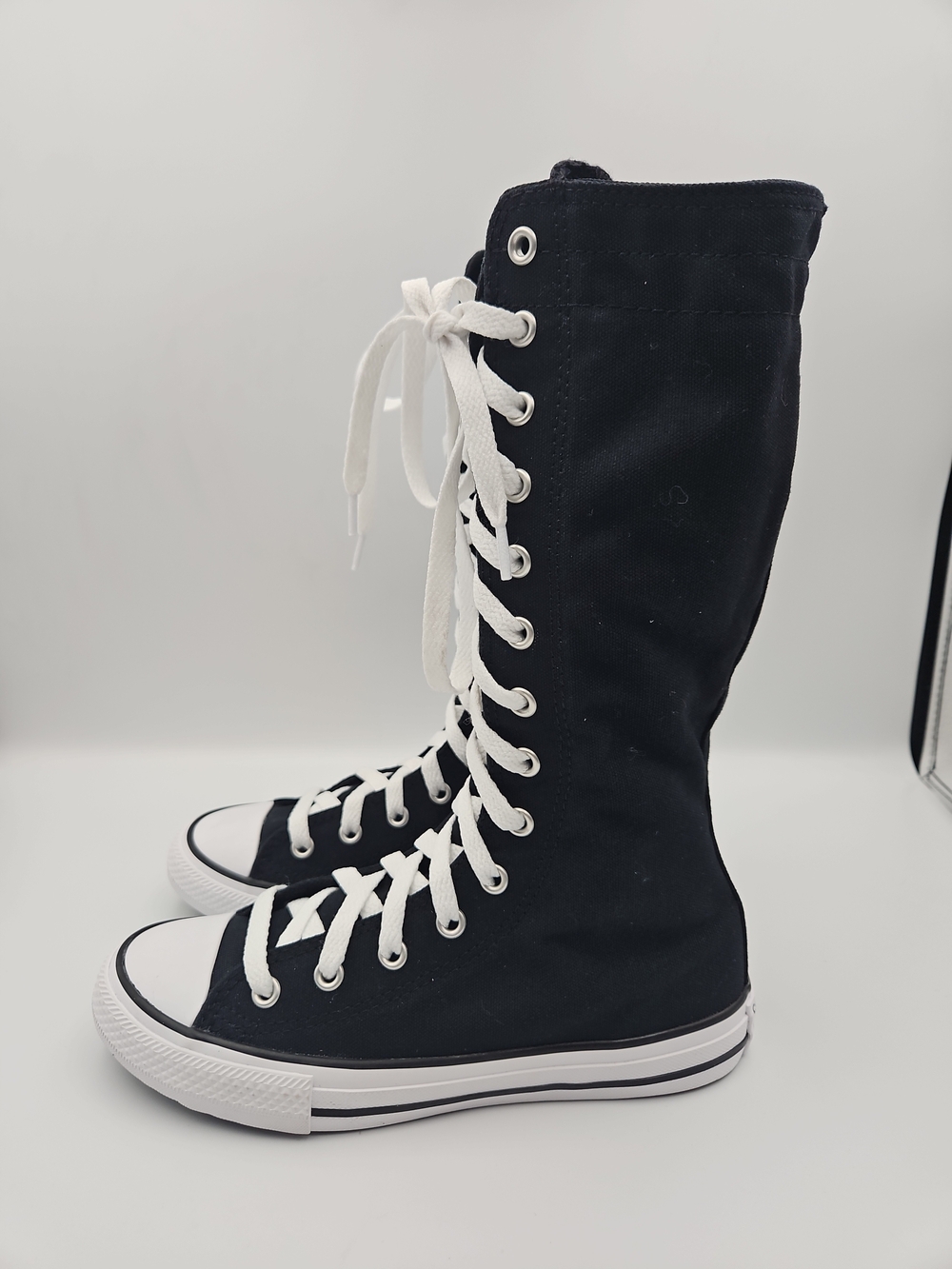 Converse Black Tall Lace-Up Kids' Sneakers with White Trim